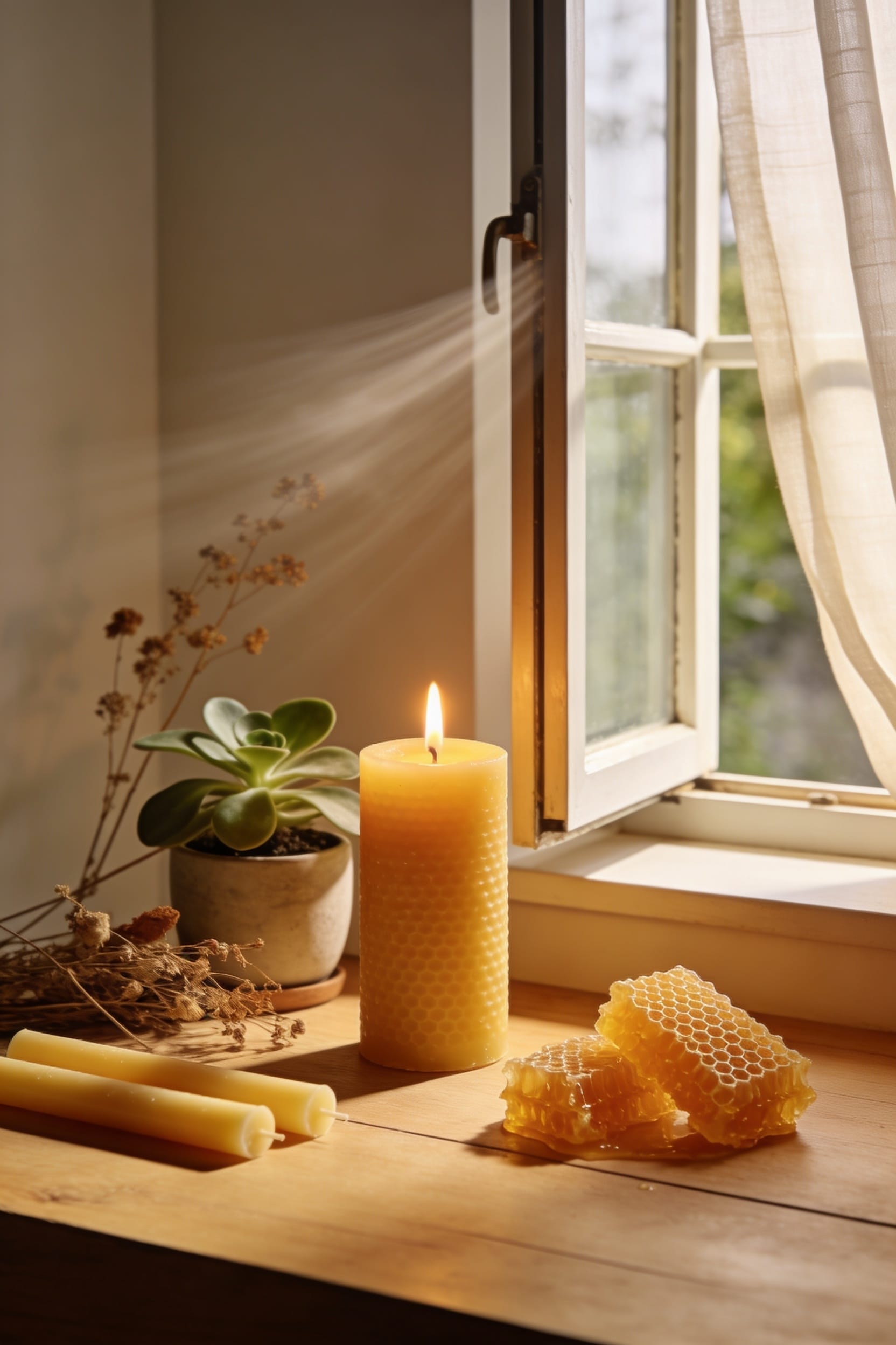 beeswax candles emit fewer pollutants