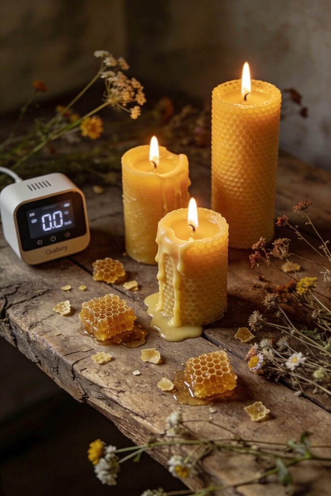 beeswax candles release ions